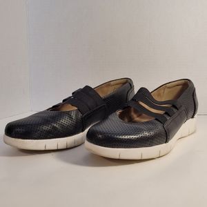 CLARKS DAELYN CITY BLACK LEATHER MARYJANES SLIP ONS DRESS SHOES US WOMENS SZ 9 M